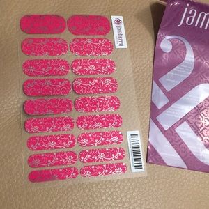 Jamberry Nails Wraps - Silver Floral on Magenta